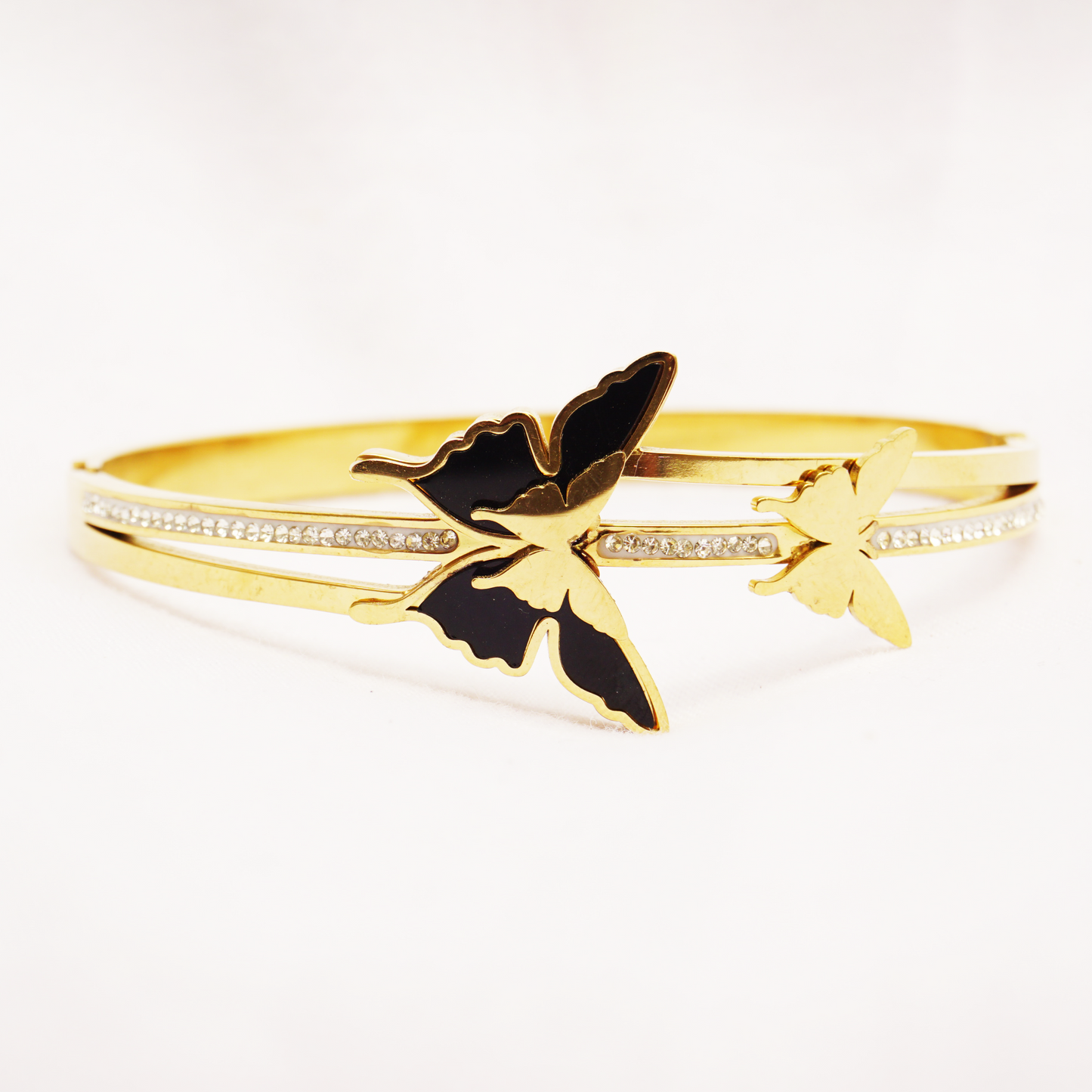 Double Butterfly Diamond Bangle