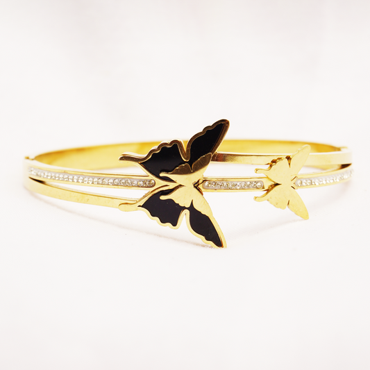 Double Butterfly Diamond Bangle