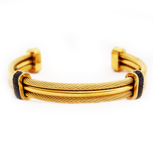 Men Women Stainless Steel Twisted Cable Adjustable Cuff Bangle Bracelet