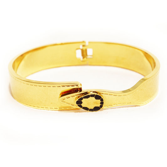 Gold-Plated Openable Designer Black Stone Bracelet for Women and Girls.