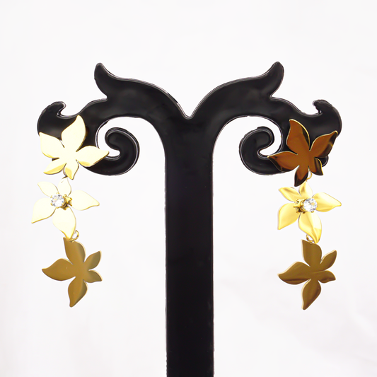 Golden Statement Flower Drop Earrings