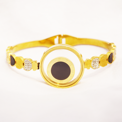 Gold Filled Black Clock Cubic Zirconia Bracelet