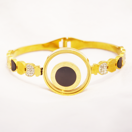 Gold Filled Black Clock Cubic Zirconia Bracelet