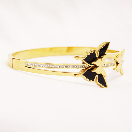 Double Butterfly Diamond Bangle