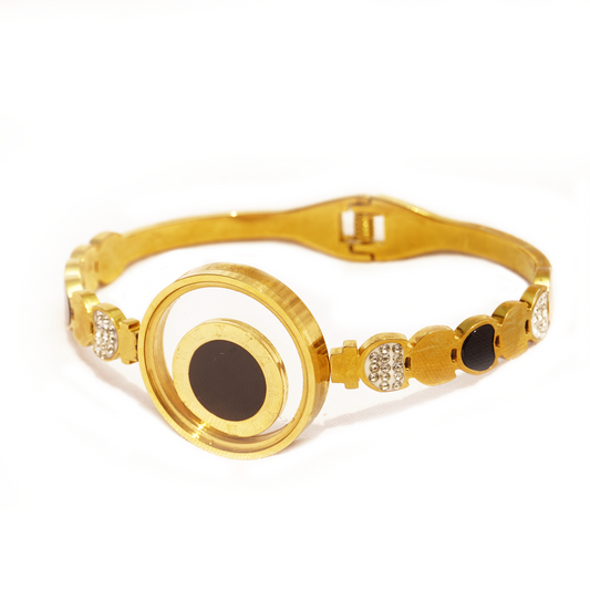 Gold Filled Black Clock Cubic Zirconia Bracelet