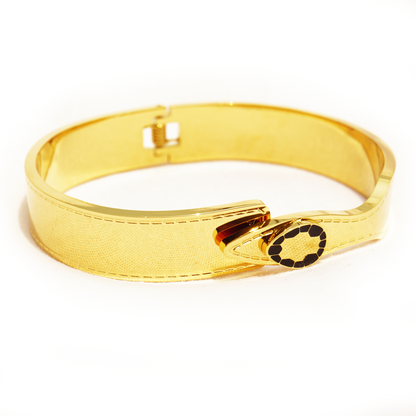 Gold-Plated Openable Designer Black Stone Bracelet for Women and Girls.