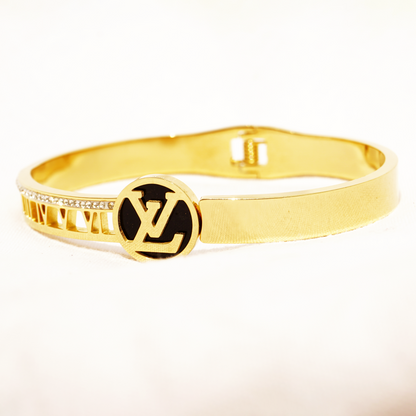 Bangle with Louis Vuitton-Inspired Round Charm and Crystal Accents