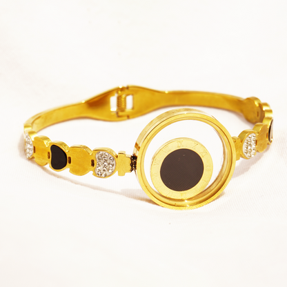 Gold Filled Black Clock Cubic Zirconia Bracelet