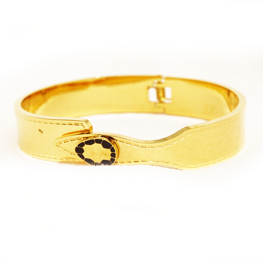 Gold-Plated Openable Designer Black Stone Bracelet for Women and Girls.