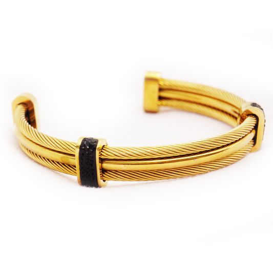 Men Women Stainless Steel Twisted Cable Adjustable Cuff Bangle Bracelet