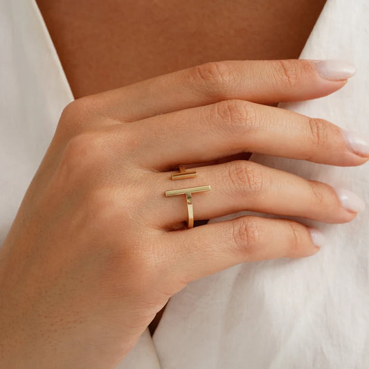 Open Gold Bar Ring