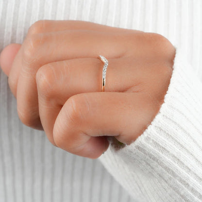 Yellow Gold Curved Wedding Band For Women