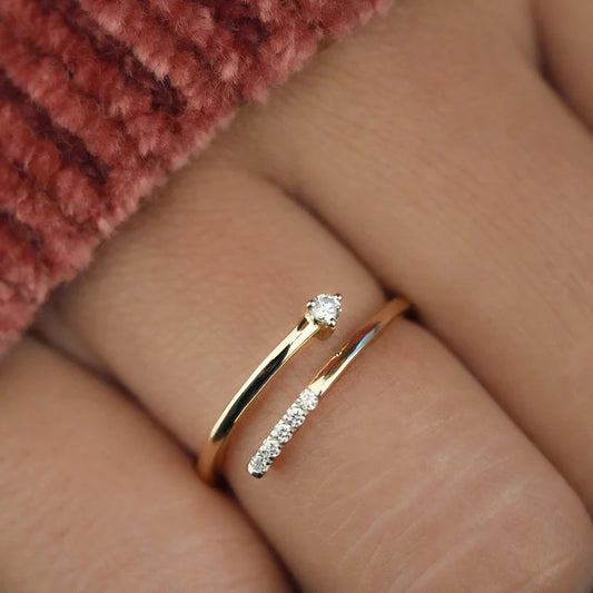 Gold Plated Open Wrapped Single Bezel Diamond Band