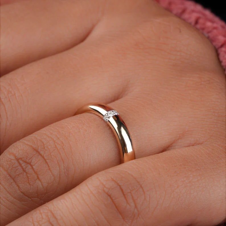 Dainty Bubble Ring Minimalist Line Dome Promise Ring