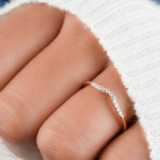 Yellow Gold Curved Wedding Band For Women