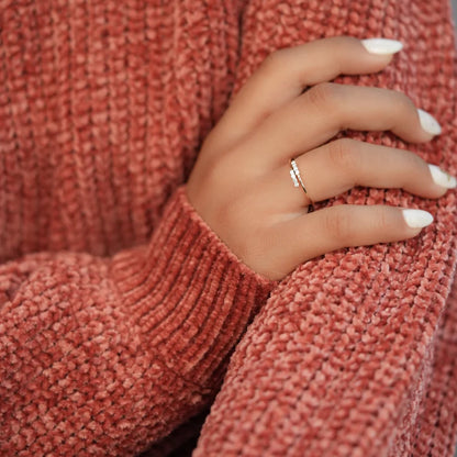 Solid Gold Plated Minimalist Bypass Ring Cross Over Ring For Her