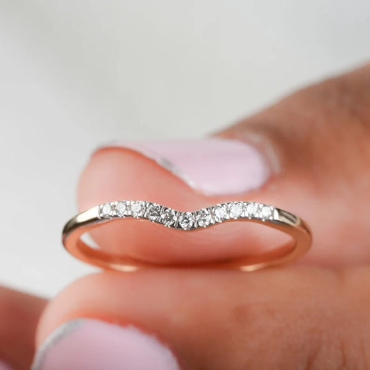 Yellow Gold Curved Wedding Band For Women