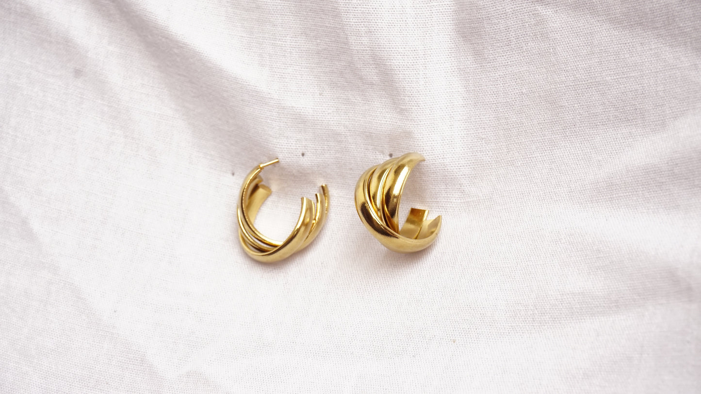 Golden Triple Layer Hoops