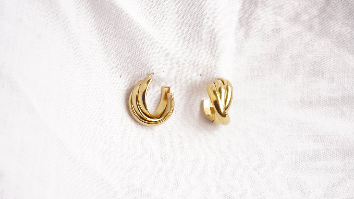 Golden Triple Layer Hoops