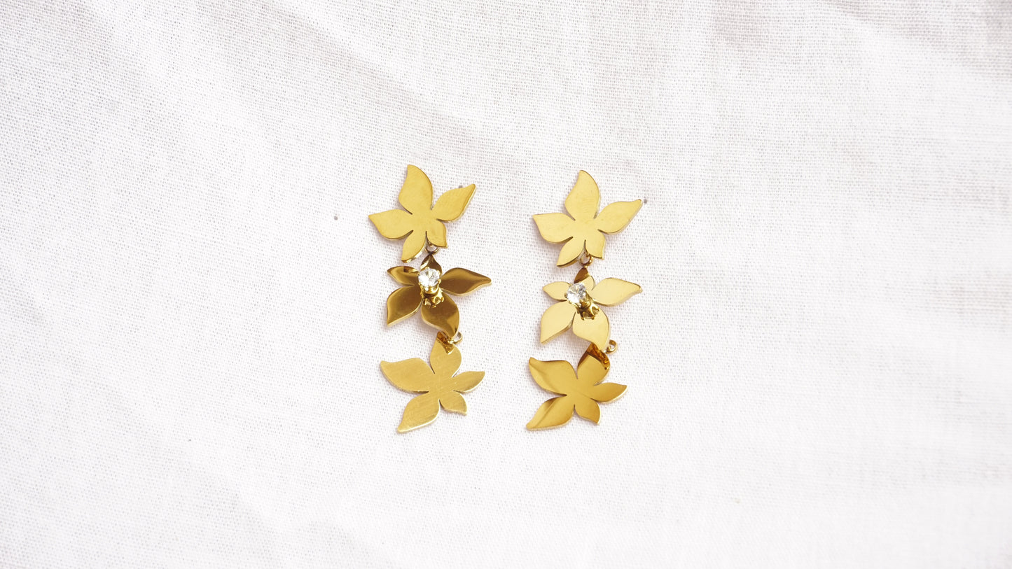 Golden Statement Flower Drop Earrings