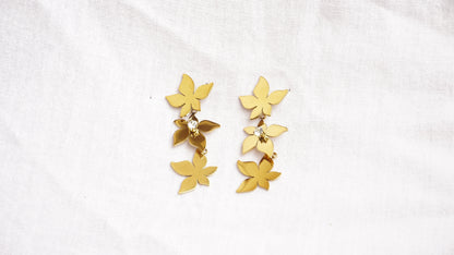 Golden Statement Flower Drop Earrings
