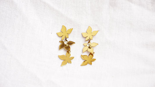 Golden Statement Flower Drop Earrings