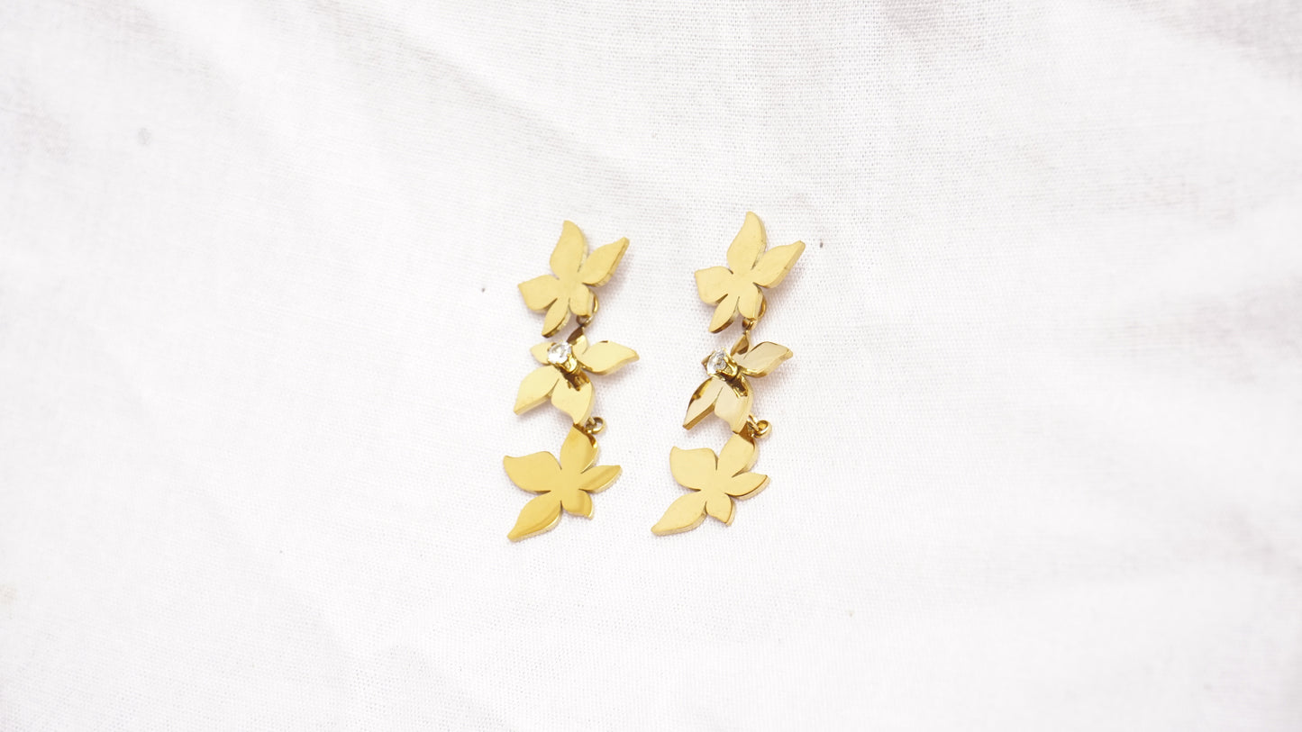 Golden Statement Flower Drop Earrings