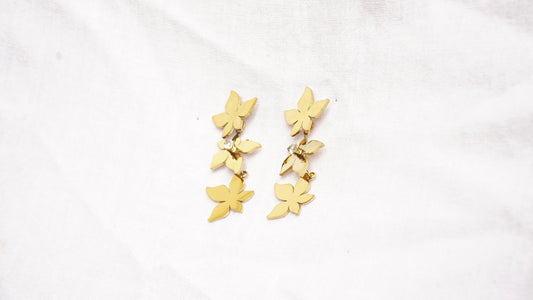 Golden Statement Flower Drop Earrings