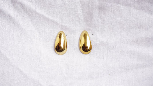 Golden Colour Water Drop Stud Earrings