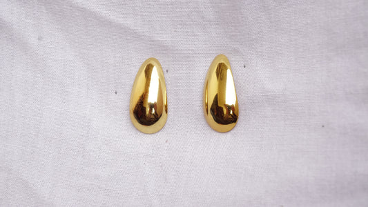 Golden Colour Water Drop Stud Earrings