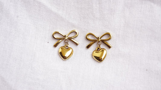 Cute Heart And Bow Earring