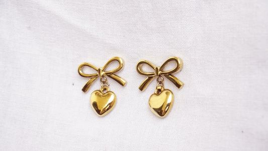 Cute Heart And Bow Earring