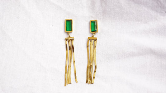 Emerald Stone Long Earrings