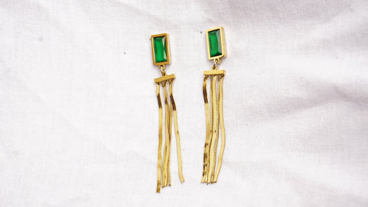 Emerald Stone Long Earrings