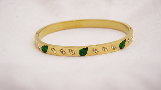 Green Zirconia Studded Bangle Kada Side Openable