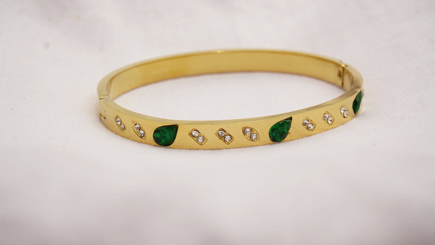 Green Zirconia Studded Bangle Kada Side Openable