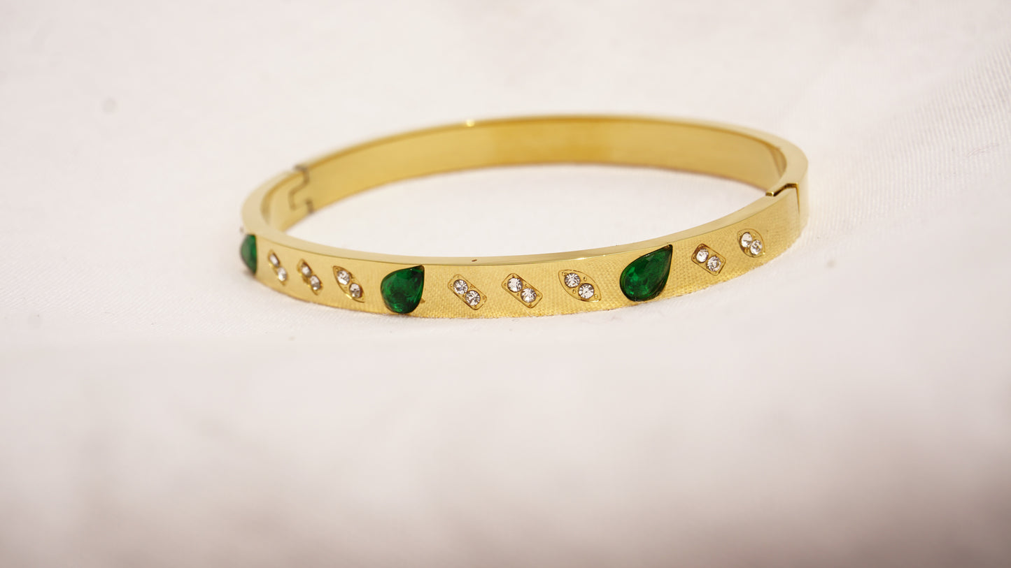 Green Zirconia Studded Bangle Kada Side Openable