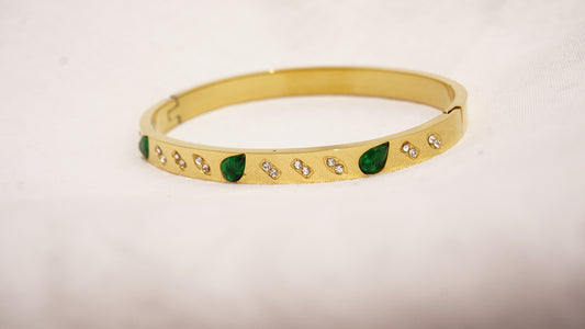 Green Zirconia Studded Bangle Kada Side Openable