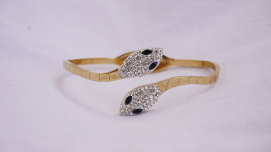 Snake Design Studded Bangle-Style Bracelet for Women