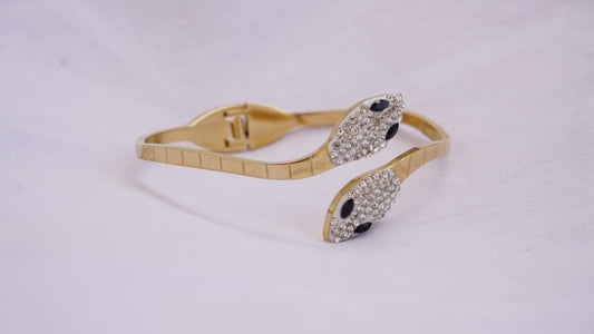 Snake Design Studded Bangle-Style Bracelet for Women