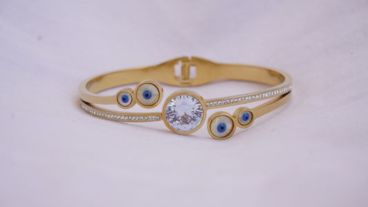 Evil eye with stone anti tarnish bracelet