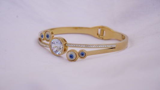 Evil eye with stone anti tarnish bracelet