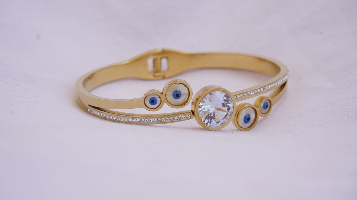 Evil eye with stone anti tarnish bracelet