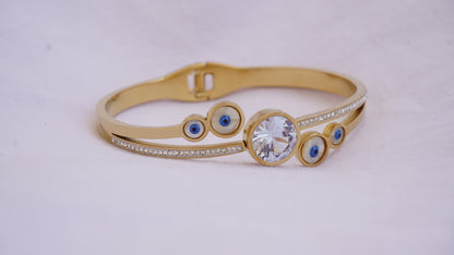 Evil eye with stone anti tarnish bracelet