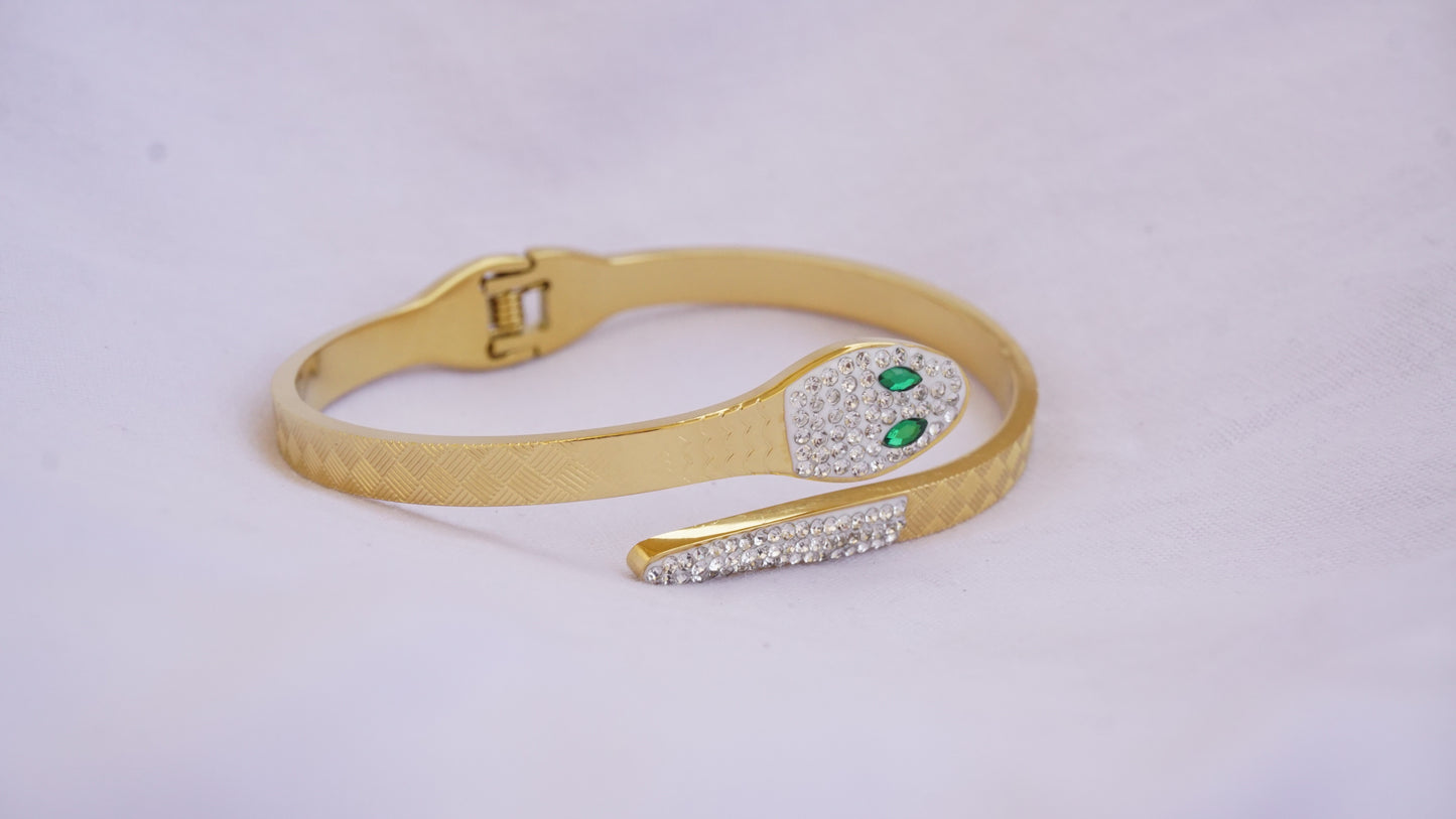 Snake Design Studded Bangle-Style Bracelet