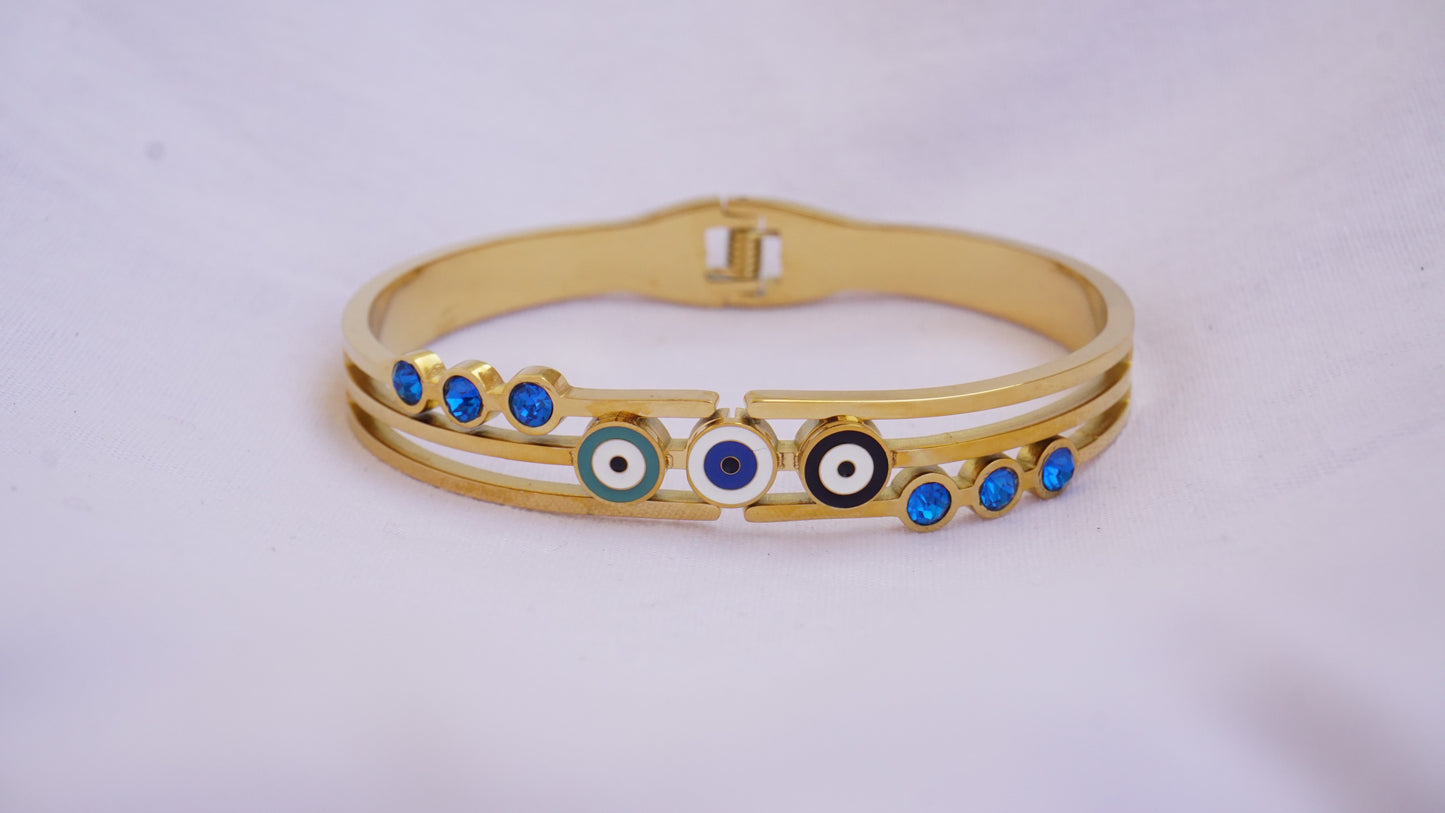 Three evil eye anti tarnish bracelet