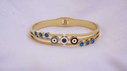 Three evil eye anti tarnish bracelet