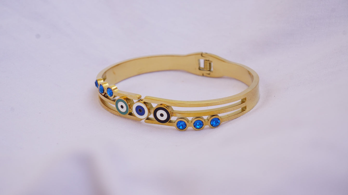 Three evil eye anti tarnish bracelet