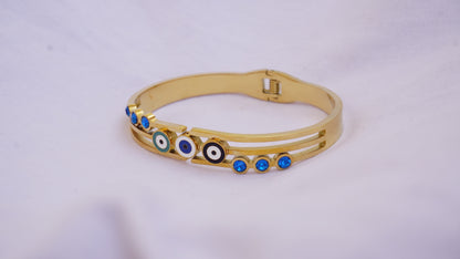 Three evil eye anti tarnish bracelet