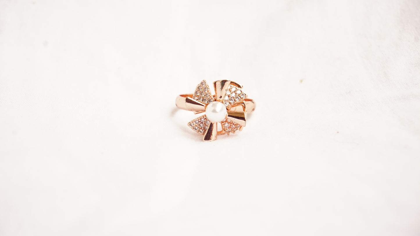 Rose Gold Plated With White Stones And A Pearl